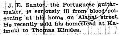 Santo notice from Honolulu Advertiser June 10, 1905