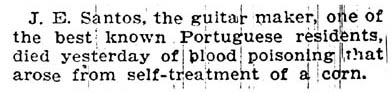 Santo notice from Honolulu Advertiser June 11, 1905